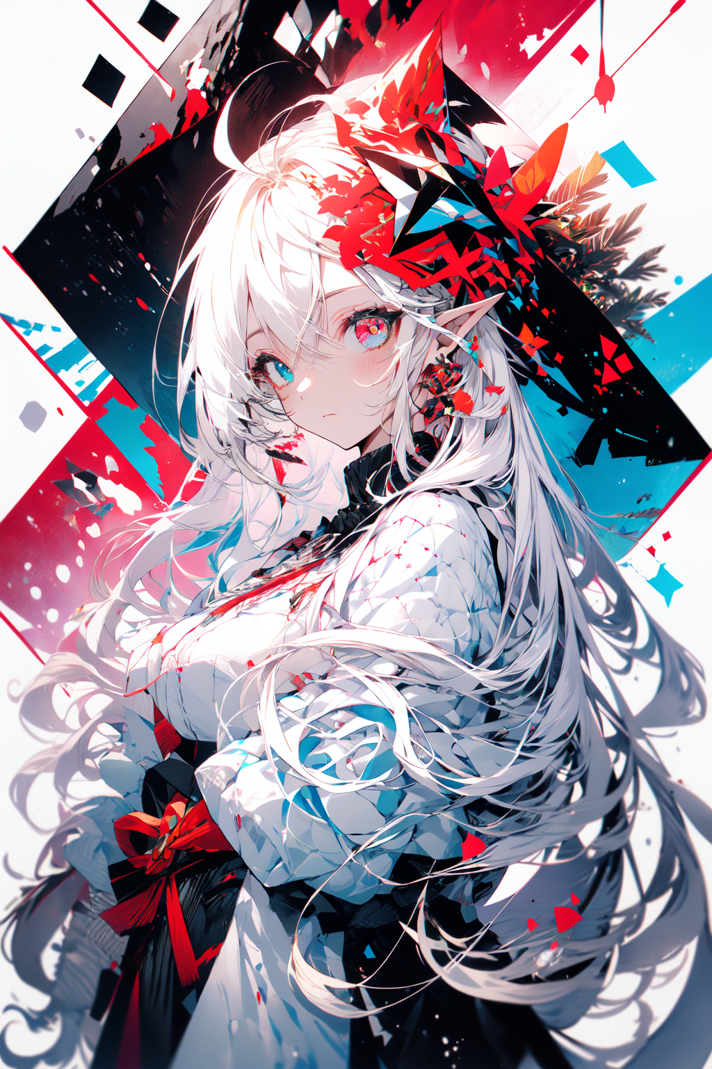 17429-1591548359-, (masterpiece_1.2), best quality,midjourney,_1girl, solo, long hair, white hair, looking at viewer, long sleeves, black dress,.png